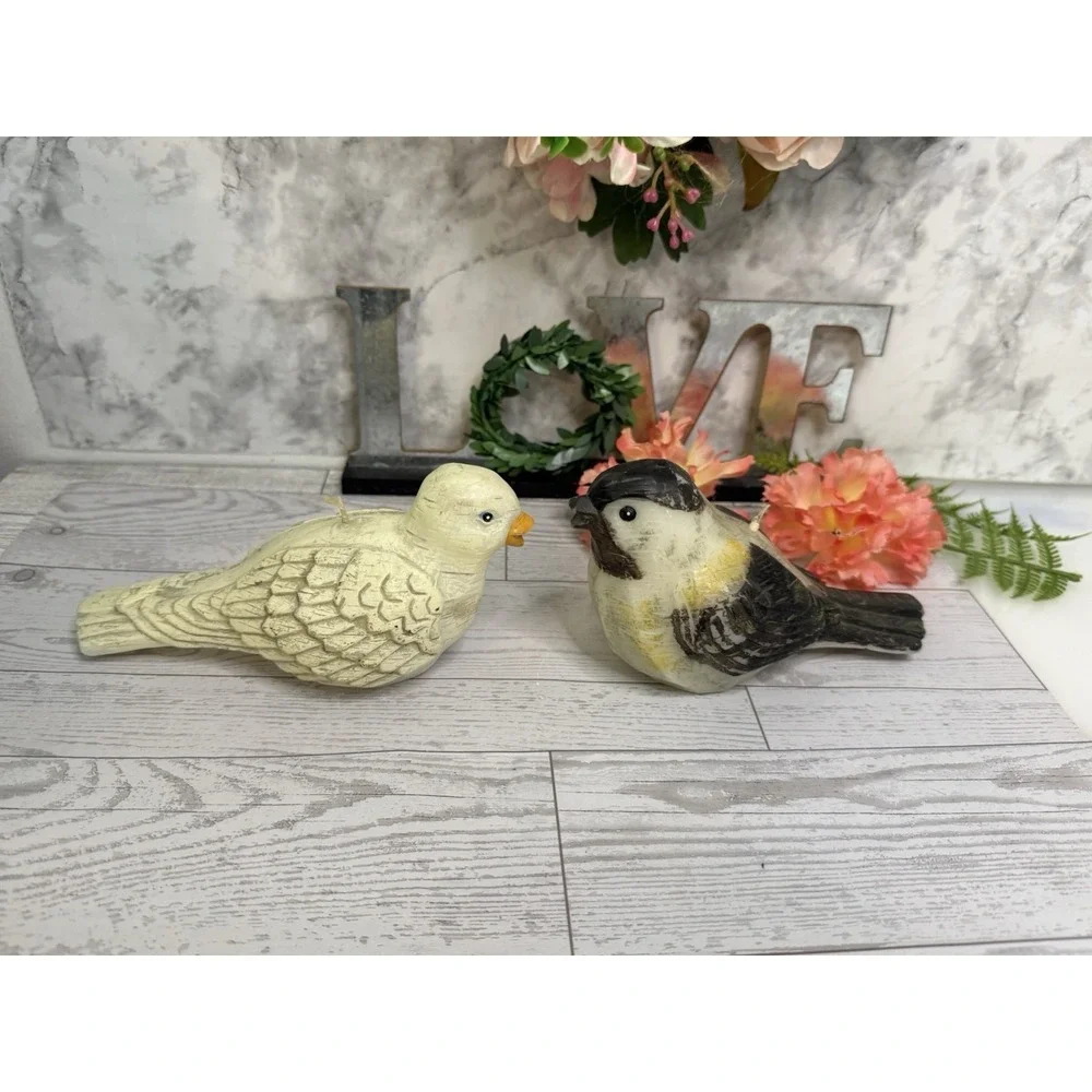 Wax Candles Chickadee And‎ Dove Birds Winter Woodland Series By Russ Berrie NWT